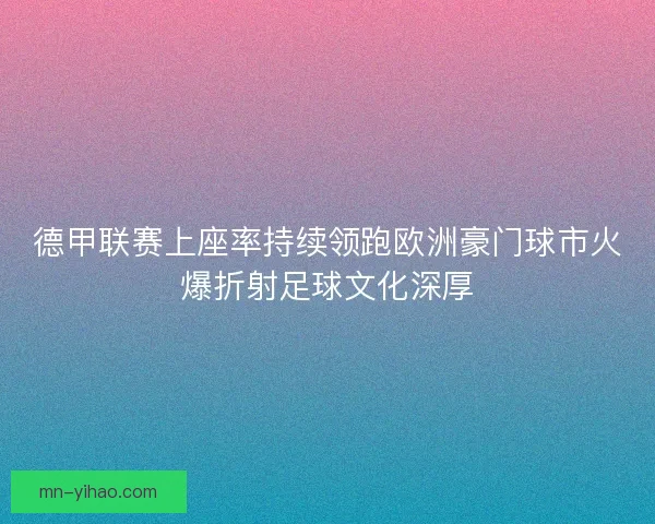 德甲联赛上座率持续领跑欧洲豪门球市火爆折射足球文化深厚