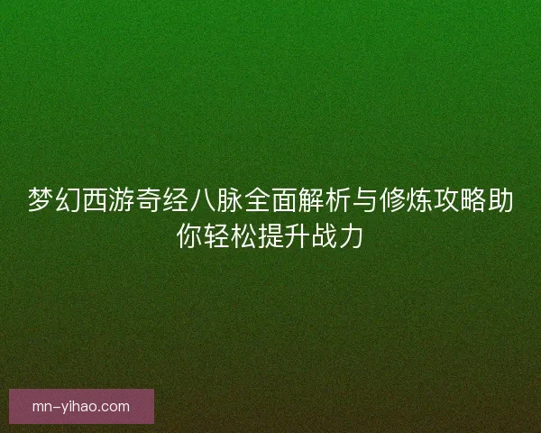 梦幻西游奇经八脉全面解析与修炼攻略助你轻松提升战力